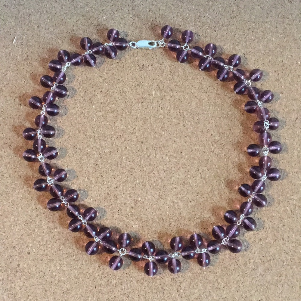 Purple Glass Beaded Necklace